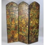 A Victorian Decoupage Three Section Modesty Screen with Arch Top