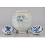 Two Chinese Ca Mau Cargo Lidded Pots both with Sotheby's Stickers, 7cms Diameter together with an