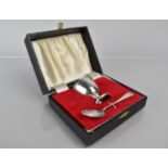 A Silver Christening Set in Case, Eggcup and Spoon, Birmingham 1951