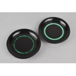 A Pair of 19th Century Derbyshire Ashford Marble Bottle Coasters with Malachite Inlay, 10cms