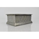 An Arts and Crafts Castle Pewter Box in the Liberty Tudric Style with Embossed Leaf Design and