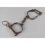 A Pair of Early 20th Century Steel British Made Handcuffs by Hiatt, Complete with Key