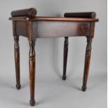 A 19th Century Mahogany Hall Bench or Window Seat with Turned Bolsters on a Solid Top, Supported