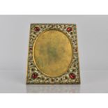 A Late 19th Century Jewelled Brass Easel Back Photo Frame with Oval Opening, 16x12cms