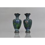 A Pair of Late 20th Century Cloisonne Vases of Lobed Form, Decorated with Polychrome Enamels