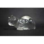 A Large Lalique Frosted Glass Cat, Signed, Condition: Not Perfect with Nibbles, 24cms Long