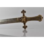 A Victorian Gothic Revival Brass Hilted Bandsman's Short Sword having VR Cypher. 63cms Long, No