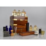 A Good Brass Inlaid Mahogany Campaign Apothecary Box with Hinged Lid to Fitted Top Section with