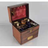 A 19th Century Mahogany Campaign or Travelling Apothecary Box with Hinged Lid having Inset Brass