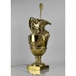 After Sigisbert-Francois Michel Gilt Metal Lamp formed as Classical Ewer, Scrolled Twin Handles