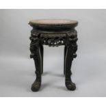 A Small Carved Chinese Marble Topped Vase Stand, 28cm Diameter and 39cm high