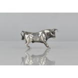 A Silver Study of a Spanish Bull, 7cms Wide