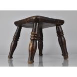 An Early Oak Rustic Four Legged Stool with Peg Joints, 26cms Square and 25cms High