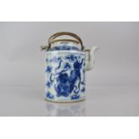 A 19th Century Chinese Blue and White Teapot decorated with Temple Lion in Scrolls and Clouds, 15.