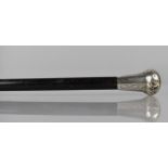 An Ebonized Silver Topped Walking Cane, London 1921, 87cms Long, Impact Damage to Silver Top