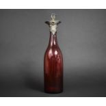 A Nice Quality Victorian Ruby Glass Decanter with Silver Mount and Cover by Charles Rawlings and