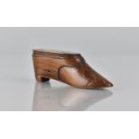 A Small 19th Century Treen Novelty Snuff in the Form of a Shoe, 5.5cms Long