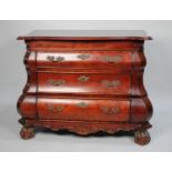 A Reproduction French Three Drawer Bombe Style Commode Chest, Carved Claw Feet