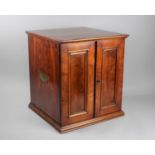 A 19th Century Mahogany Table Top Collectors Chest with Two Banks of Nine Drawers Behind Panelled