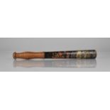 A Victorian Painted Wooden Blackburn Police Truncheon with Polychrome Painted Decoration on Black
