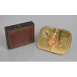 A Rare Victorian 1875 Patent Brass Pocket Sundial with Original Leather mounted Case after J Baum