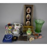 A Collection of Various Items to include Posy Ornaments, Jewellery Casket, Framed Italian Ovals Etc