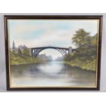 A Framed Gouache by Allen Higginbotham, Dated 1987, The Iron Bridge, 46x36cms