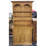 A Modern Pine Kitchen Dresser, Base with Two Short Drawers over Cupboard, Raised Top Section with
