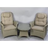 A Three Piece Patio or Garden Furniture Suite Comprising Two Reclining Armchairs and a Coffee Table