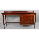 A Retro Galleried Writing Desk/Dressing Table with Three Long Drawers by A. Younger Ltd, 152cms Wide