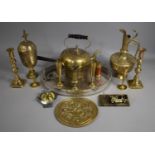 A Collection of Various Metalwares to include Candlesticks, Grape Scissors, Indian Ewer Etc