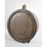 A Vintage Wooden Costrel, 32cms Diameter