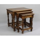 A Mid 20th Century Nest of Three Oak Tables, Largest 50.5cms