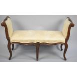 A Mid 20th Century Cream Upholstered Window Seat with Mahogany Frame, 118cms Wide