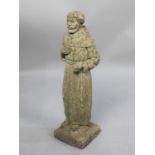 A Reconstituted Stone Garden Ornament, Monk, 54cms Tall