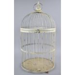 A Modern Cream Painted Wire Birdcage with Hinged Top, 58cms High