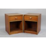 A Pair of 1970s Teak Bedside Cabinets, Each 43.5cms Wide