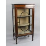 An Edwardian String Inlaid Mahogany Display Cabinet, Top Right Front Door Panel Cracked, 63.5cms