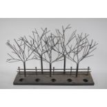 A Modern Metal Tealight Stand in the Form of an Avenue of Trees, 60cm Long