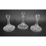 Three Waterford Crystal Ships Decanters