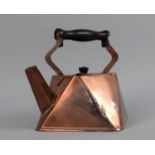 An Arts and Crafts Copper Kettle of Square Form with Bakelite Handle, 20cms High