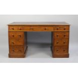 An Edwardian Kneehole Writing Desk with Rexine Inset Top, For Restoration, 121cms Wide