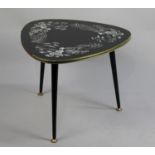 A Late 1960s Triangular Coffee Table with Chinoiserie Decoration, on Turned Tapering Supports, 50cms