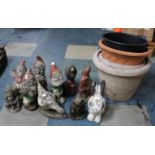 A Collection of Reconstituted Stone Ornaments to include Gnomes, Rabbit Etc, Tallest 28cms, together