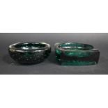 Two Green Glass Bowls