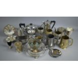 A Large Collection of Various Silver Plate Wares to include Teapots, Milk Jug, Sugar Bowls, Pewter