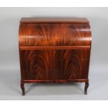 A Modern Cylinder Bureau with Fitted Interior and Three Drawers to Base, Ormolu Mounts to Feet,