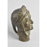 A Novelty Bronze Walking Stick Handle in the Form of Dante, 8cms High