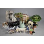 A Collection of Various Animal and Other Ornaments, Indian Ceramic Elephant Stool Etc