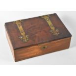 A Late Victorian/Edwardian Work Box, The Walnut Lid with Brass Hinged Mounts, Complete with Key,